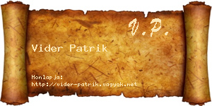 Vider Patrik névjegykártya